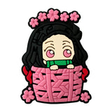 Demon Slayer Chibi Nezuko in a pink basket enamel pin