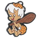 The Flintstones Bamm-Bamm Rubble sitting with a club shoe charm jibbitz