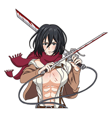 3D Lenticular Sticker - Attack on Titan - Mikasa Dual Sword Blue Sky Red Scarf Combat Stance
