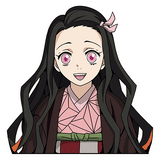 3D Lenticular Sticker - Demon Slayer - Nezuko Three-panel Expression Shift Smile To Demon Rage Pink Kimono