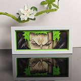 One Piece Roronoa Zoro intense eyes and scar anime light box — unlit, design detail
