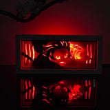 Demon Slayer Tanjiro Kamado using Hinokami Kagura anime light box — dark room atmospheric