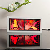 Chainsaw Man Denji and split face anime light box — lit, front view