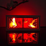 Chainsaw Man Denji and split face anime light box — dark room atmospheric