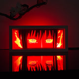 Chainsaw Man Makima's iconic spiral eyes anime light box — dark room atmospheric