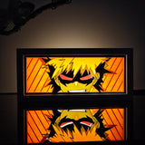 My Hero Academia Katsuki Bakugo angry face with mask anime light box — dark room atmospheric