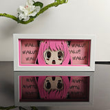 Spy x Family Anya Forger peeking with Waku Waku anime light box — unlit, design detail