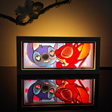 Disney Stitch and Angel Kissing with Hearts anime light box — dark room atmospheric