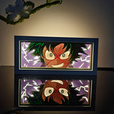My Hero Academia Izuku Midoriya Deku Angry Full Cowl anime light box — dark room atmospheric