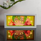 Demon Slayer Mitsuri Kanroji Peeking Paper Art anime light box — lit, front view