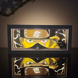 Naruto Kakashi Hatake revealing his Sharingan anime light box — dark room atmospheric