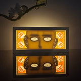 One-Punch Man Saitama's bored face and fists anime light box — dark room atmospheric