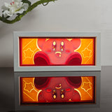 Kirby Cute peeking with stars anime light box — lit, front view