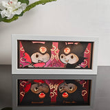 Sanrio Two Kuromi Characters in Love anime light box — lit, front view