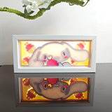 Sanrio Cinnamoroll holding a heart with cupcakes anime light box — lit, front view