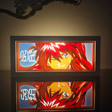 Neon Genesis Evangelion Asuka Langley Soryu face portrait anime light box — dark room atmospheric