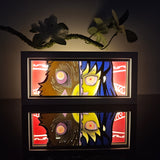 Demon Slayer Inosuke Hashibira split face mask anime light box — dark room atmospheric