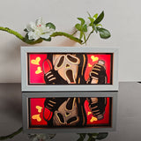 Scream Cute Ghostface with phone and knife anime light box — lit, front view