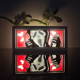 Scream Cute Ghostface with phone and knife anime light box — dark room atmospheric