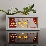 Inuyasha with glowing yellow eyes anime light box — lit, front view