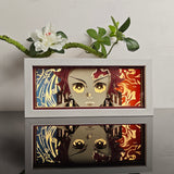 Demon Slayer Tanjiro Kamado water and fire breathing anime light box — lit, front view