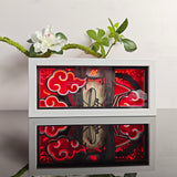 Naruto Itachi Uchiha with Akatsuki Clouds anime light box — lit, front view