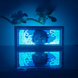 Demon Slayer Tanjiro Kamado Water Breathing Waves anime light box — dark room atmospheric