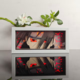 Naruto Itachi Uchiha red Sharingan eyes anime light box — lit, front view