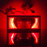 Hunter x Hunter Kurapika's Scarlet Eyes Close-Up anime light box — dark room atmospheric