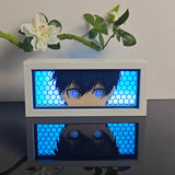 Blue Lock Yoichi Isagi intense metavision eyes anime light box — lit, front view