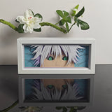 Jujutsu Kaisen Gojo Satoru close up eyes anime light box — unlit, design detail