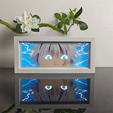 Jujutsu Kaisen Gojo Satoru close up eyes anime light box — lit, front view