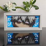 My Hero Academia Dabi face close-up anime light box — lit, front view