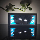 My Hero Academia Dabi face close-up anime light box — dark room atmospheric