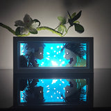 Attack on Titan Armored Titan vs Attack Titan anime light box — dark room atmospheric