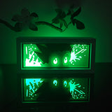 Hunter x Hunter Gon Freecss peeking out of frame anime light box — dark room atmospheric