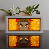 Demon Slayer Kyojuro Rengoku Flame Hashira Eyes anime light box — lit, front view