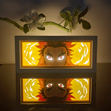 Demon Slayer Kyojuro Rengoku Flame Hashira Eyes anime light box — dark room atmospheric