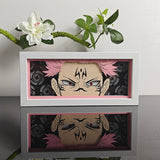 Jujutsu Kaisen Ryomen Sukuna face with cursed markings anime light box — unlit, design detail