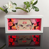 Jujutsu Kaisen Ryomen Sukuna face with cursed markings anime light box — lit, front view