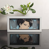 Attack on Titan Levi Ackerman with Wings of Freedom anime light box — unlit, design detail