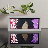 Naruto Madara Uchiha Sharingan and Rinnegan Eyes anime light box — lit, front view
