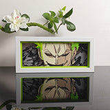 One Piece Roronoa Zoro smirking close-up anime light box — unlit, design detail