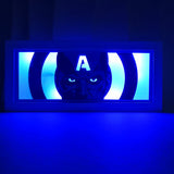 3D Paper Carving Light Lamp - Marvel - Captain America Masked Face With Shield