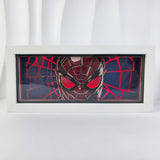 Marvel Spider-Man masked face with web anime light box — lit, front view