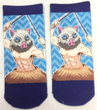 Socks - Demon Slayer - Inosuke Hashibira Swords Blue Chevron Ankle Socks (1 Pair)