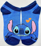 Socks - Disney - Stitch Face Blue Orange Hearts Ankle Socks (1 Pair)