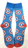 Socks - Marvel - Captain America Shield Pattern Blue Heather Crew Socks (1 Pair)