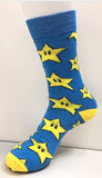 Socks - Super Mario - Super Star Pattern Blue Crew Socks (1 Pair)