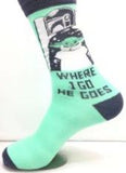 Socks - Star Wars - Mandalorian and Grogu Where I Go He Goes Crew Socks (1 Pair)